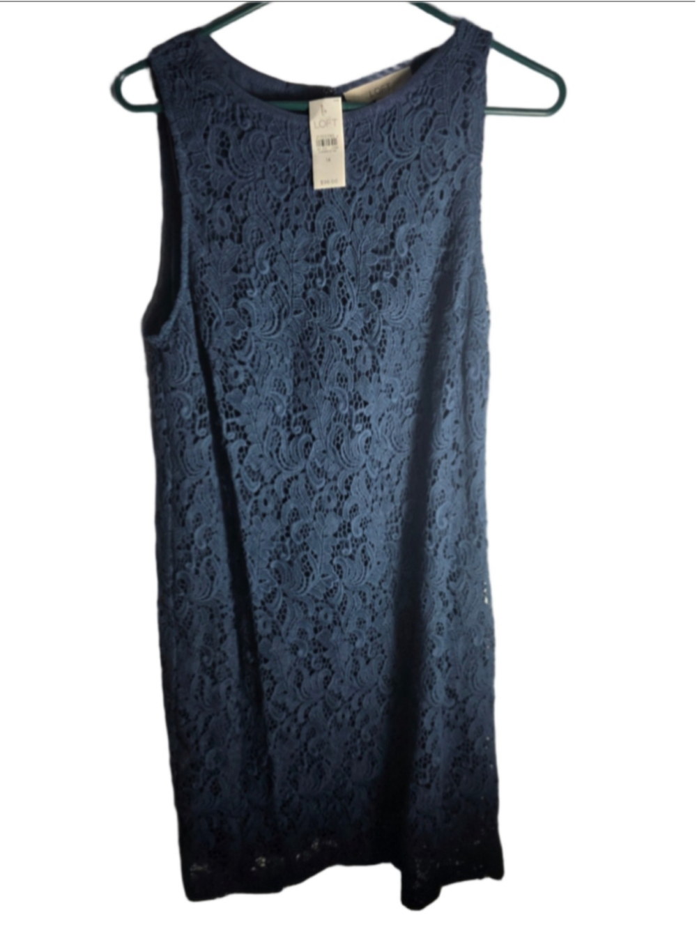 Women's LOFT Blue Lace Sleeveless Midi Dress Size 14 preppy cottagecore fall